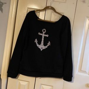 Ladies black nautical light weight sweat shirt. Size medium $12.00
